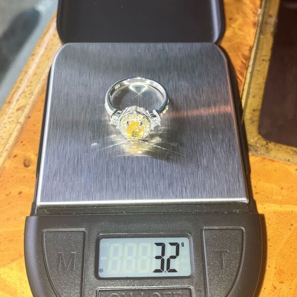 Natural Yellow Sapphire Sterling Silver Ring Size 7 - Picture 10 of 10